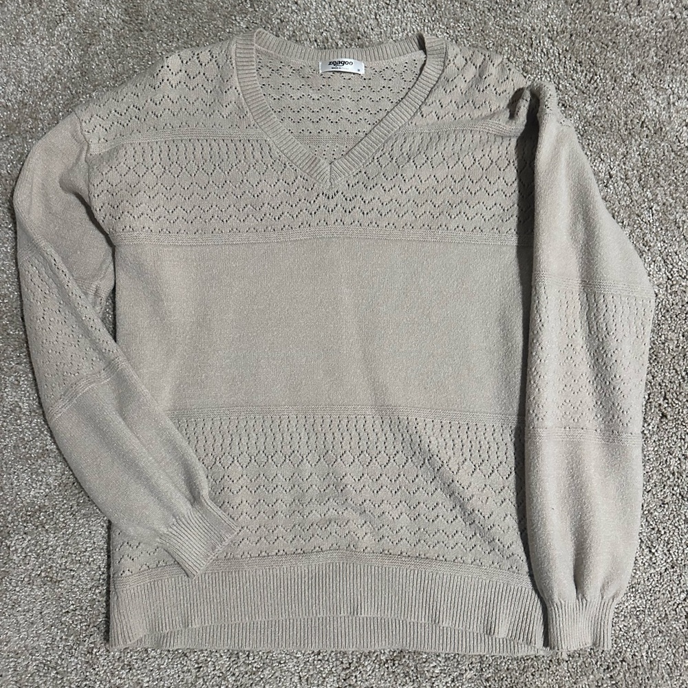 Amazon Light Tan V-Neck Sweater